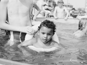 Dagenham Town Show 1971 at Central Park, Dagenham, showing small boy learning to swim, 1971