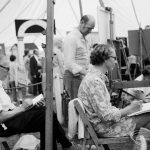 Dagenham Town Show 1971 at Central Park, Dagenham, showing Barking Arts Society display with a sketching class at work,1971