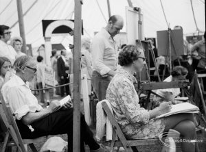 Dagenham Town Show 1971 at Central Park, Dagenham, showing Barking Arts Society display with a sketching class at work,1971