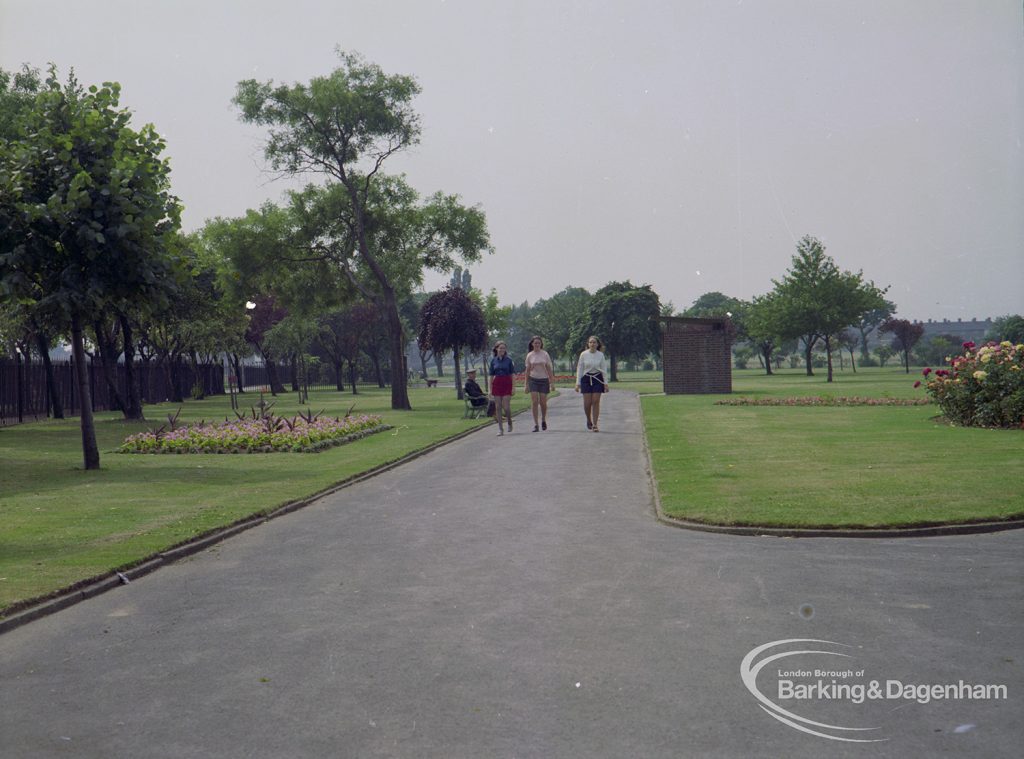 Britain in Bloom competition, showing Old Dagenham Park north entrance looking south, 1971