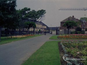 Britain in Bloom competition, showing Old Dagenham Park entrance facing Vicarage Road looking north, 1971