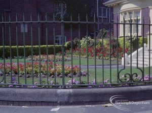 Britain in Bloom competition, showing south-west entrance to Barking Park, with garden and house, 1971