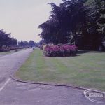 Britain in Bloom competition, showing drive looking south-east at Longbridge Road entrance of Mayesbrook Park, Dagenham, 1971