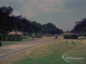 Britain in Bloom competition, showing drive from far end looking north-west at Longbridge Road entrance of Mayesbrook Park, Dagenham, 1971