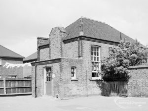 Village Infants School, Church Elm Lane, Dagenham [closed 23 July 1971], showing eastern end from north-east, 1971
