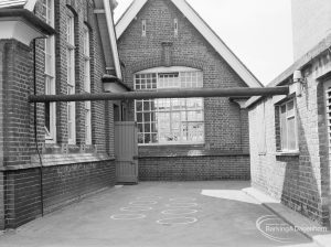 Village Infants School, Church Elm Lane, Dagenham [closed 23 July 1971], showing enclosed small inner playground, 1971