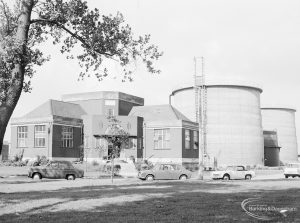 Sewage Works Reconstruction (Riverside Treatment Works) XXII, showing the ‘old’ entrance and laboratory with new digesters, 1971