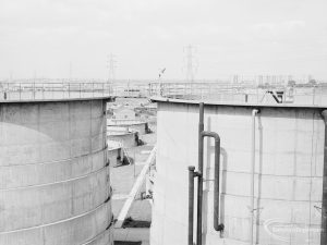 Sewage Works Reconstruction (Riverside Treatment Works) XXII, showing close-up of part of two tall digesters, 1971