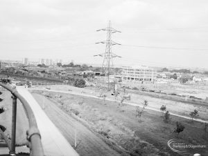 Sewage Works Reconstruction (Riverside Treatment Works) XXII, showing aerial view of sparse area looking towards New Road, Dagenham, 1971