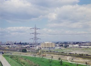 Sewage Works Reconstruction (Riverside Treatment Works) XXII, showing aerial view of sparse area looking towards New Road, Dagenham, 1971