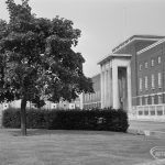 Front exterior of Civic Centre, Dagenham, including portico, 1971