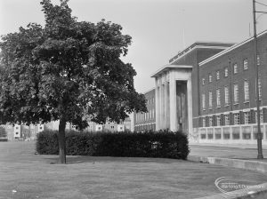 Front exterior of Civic Centre, Dagenham, including portico, 1971