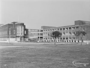 Civic Centre, Dagenham, showing south end and front west of extension, 1971
