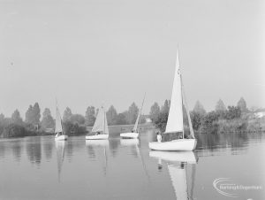 Yachts at the Sailing Regatta in Mayesbrook Park, Dagenham, 1971