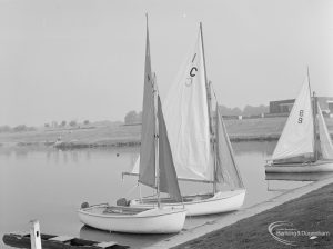 Three craft (close-up) lying at moorings, at the Sailing Regatta in Mayesbrook Park, Dagenham, 1971