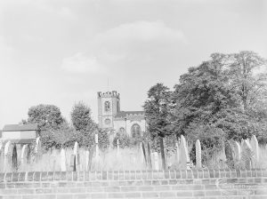 St Peter and St Paul’s Parish Church, Dagenham taken across Churchyard from south, 1971