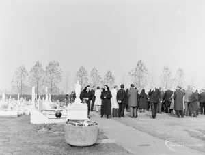 Funeral of Alderman Denis O’Dwyer KSG, showing mourners at close of ceremony at Eastbrookend Cemetery, Dagenham, 1971
