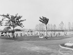 Eastbrookend Cemetery, Dagenham, showing latest section of graves, taken from Chapel, 1971