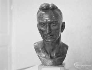 Bust of Jim Peters (full face), on loan from Victoria and Albert Museum and displayed in Valence House, Becontree Avenue, Dagenham, 1972