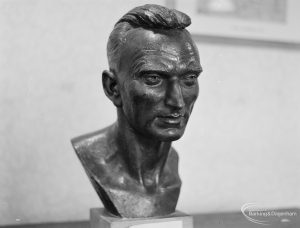 Bust of Jim Peters, on loan from Victoria and Albert Museum and displayed in Valence House, Becontree Avenue, Dagenham, 1972
