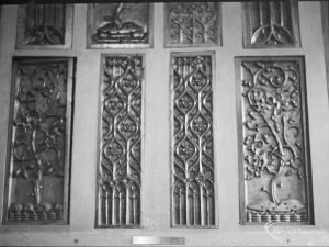 Panelling from Belhus (lower row), on loan from Victoria and Albert Museum and displayed in Valence House, Becontree Avenue, Dagenham, 1972