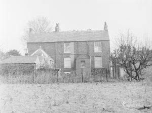 Site for Housing development at Paulatim Lodge, Chadwell Heath, taken after fire in roof and showing rear view of Lodge, 1972