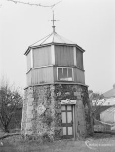 Site for Housing development at Paulatim Lodge, Chadwell Heath, taken after fire in roof and showing the detached ornamental Tower from east, 1972