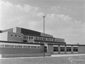 New Dagenham Swimming Pool at Becontree Heath, showing front exterior, 1972