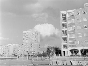 Housing, showing Hawkwell House tower block, Becontree Heath, taken from Dagenham Swimming Pool, 1972