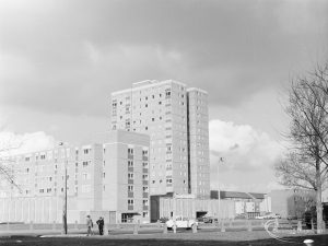 Housing, showing Peverel House tower block, Becontree Heath, viewed from south-west, 1972