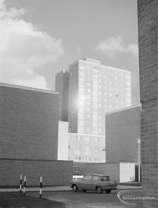 Housing, showing Laburnum House tower block, Becontree Heath, 1972