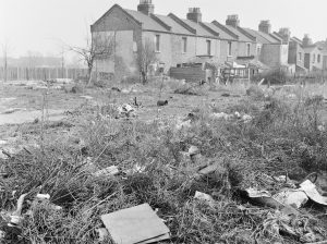 Litter dropped in east end of Blackborne Road, Dagenham, 1972