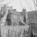 Rear of decaying house adjoining Cross Keys Public House, Crown Street, Dagenham, prior to demolition and still inhabited, 1972