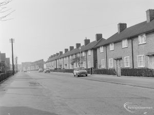Houses in Blackborne Road, Dagenham, from centre of road looking west, 1972