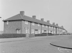 Houses in Blackborne Road, Dagenham, from junction with Haresfield Road and looking north-east, 1972