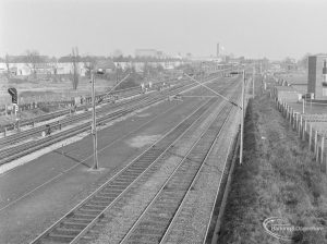 Housing in Dagenham, showing view from railway footbridge towards Kitchener Road, 1972