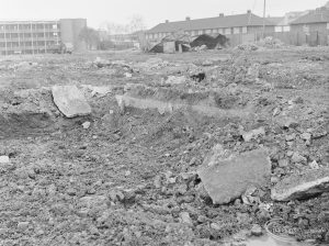 Borough Engineer’s Department clearance of site at Lindsell Road, Barking (Gascoigne 4, Stage 2), showing concrete edge unearthed, 1972