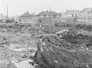 Borough Engineer’s Department clearance of site at Lindsell Road, Barking (Gascoigne 4, Stage 2), showing excavation to south of site, 1972