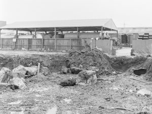 Borough Engineer’s Department clearance of site at Lindsell Road, Barking (Gascoigne 4, Stage 2), showing partial excavation to date on south edge, 1972