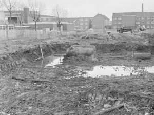 Borough Engineer’s Department clearance of site at Lindsell Road, Barking (Gascoigne 4, Stage 2), showing boilers found near Hardwicke Street, 1972