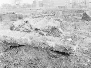 Borough Engineer’s Department clearance of site at Lindsell Road, Barking (Gascoigne 4, Stage 2), showing concrete masses in north-east sector, 1972