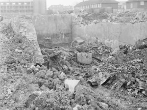 Borough Engineer’s Department clearance of site at Lindsell Road, Barking (Gascoigne 4, Stage 2), showing underground chamber, 1972
