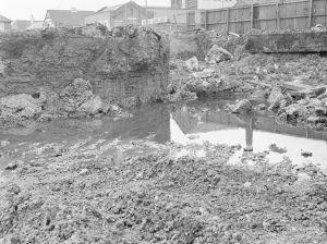 Borough Engineer’s Department clearance of site at Lindsell Road, Barking (Gascoigne 4, Stage 2), showing old gasholder base [?] near south side, 1972