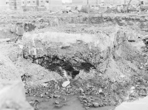 Borough Engineer’s Department clearance of site at Lindsell Road, Barking (Gascoigne 4, Stage 2), showing isolated large square concrete platform, 1972