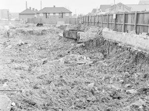 Borough Engineer’s Department clearance of site at Lindsell Road, Barking (Gascoigne 4, Stage 2), showing part of the roughly cleared southern edge, 1972