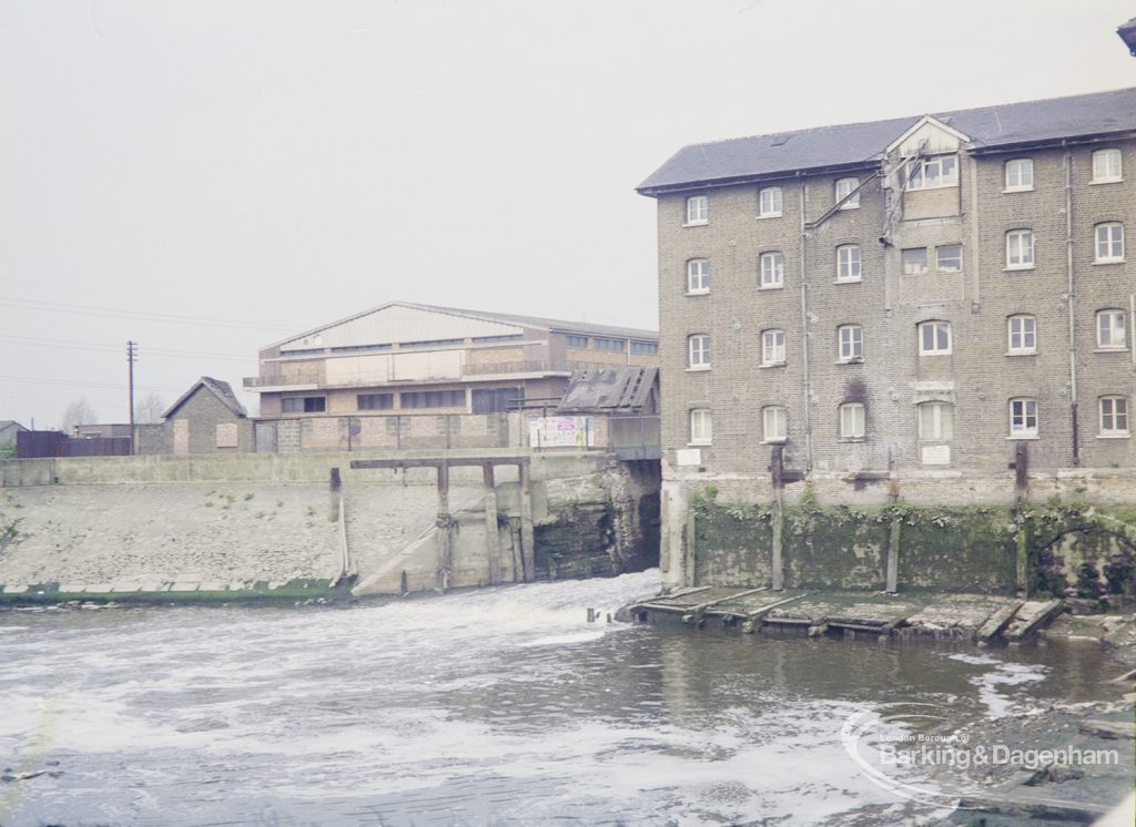 Barking Quay, showing rushing waters by mill, 1972