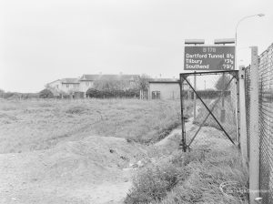 Dagenham Village housing development, showing undeveloped land adjoining east end of Ballards Road, with Farm Close beyond, 1972