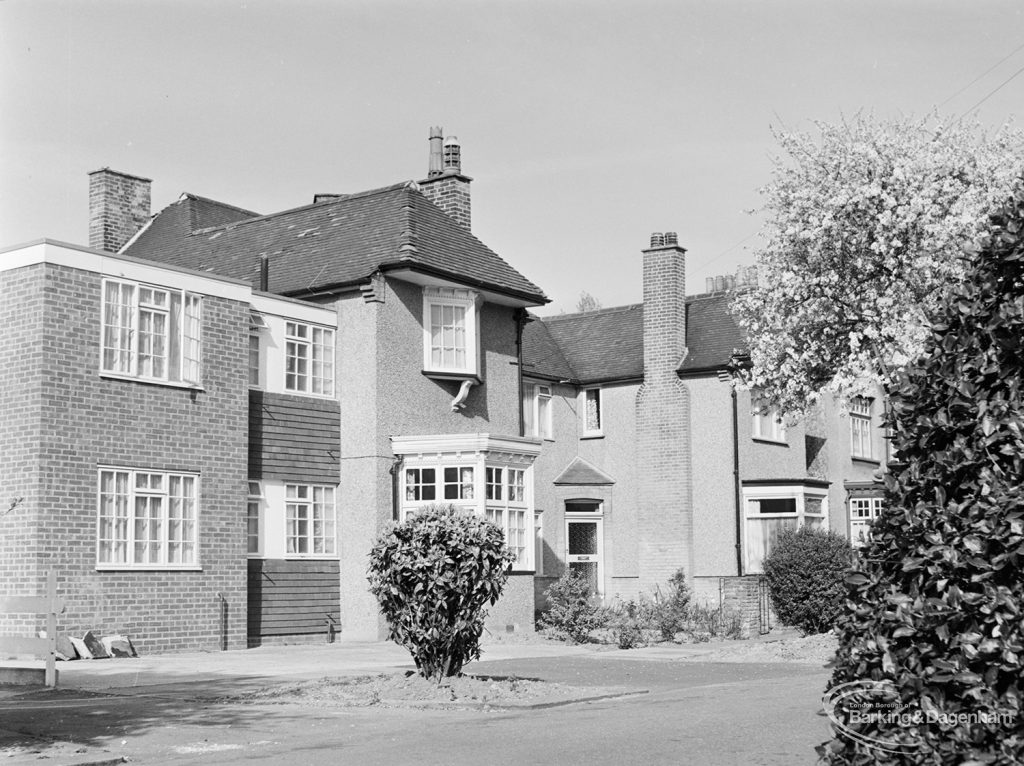 Exterior of Abbeyfield Society (Barking) Limited, Strathfield Gardens, Barking, from south-east, 1972
