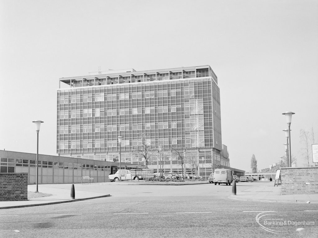 Isolated hospital block at Barking Hospital, Upney Lane, Barking, from east, 1972