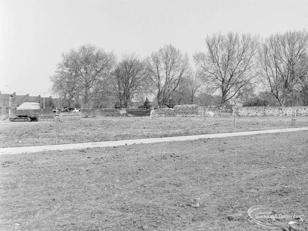 Old Barking landscaping, showing area towards Barking Abbey ruins, looking south-west, 1972